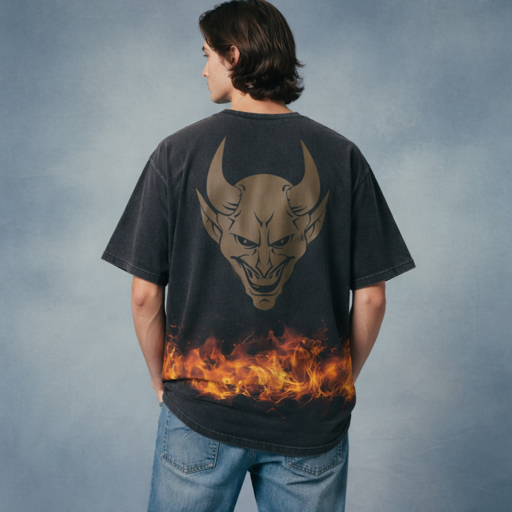 No Mercy Black Acid Wash Oversized T-Shirt