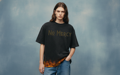 No Mercy Black Acid Wash  Oversized T-Shirt