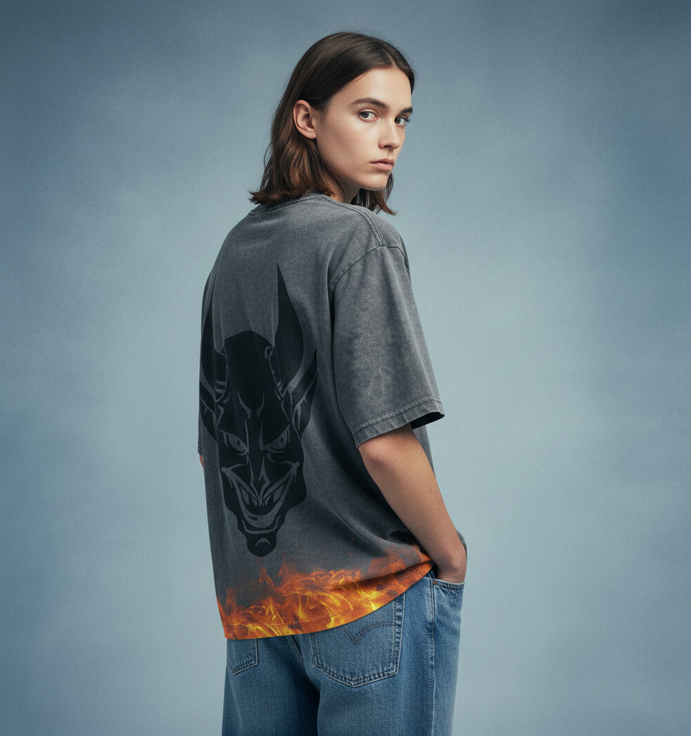 No Mercy Grey Acid Wash  Oversized T-Shirt