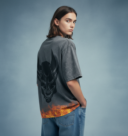 No Mercy Grey Acid Wash  Oversized T-Shirt