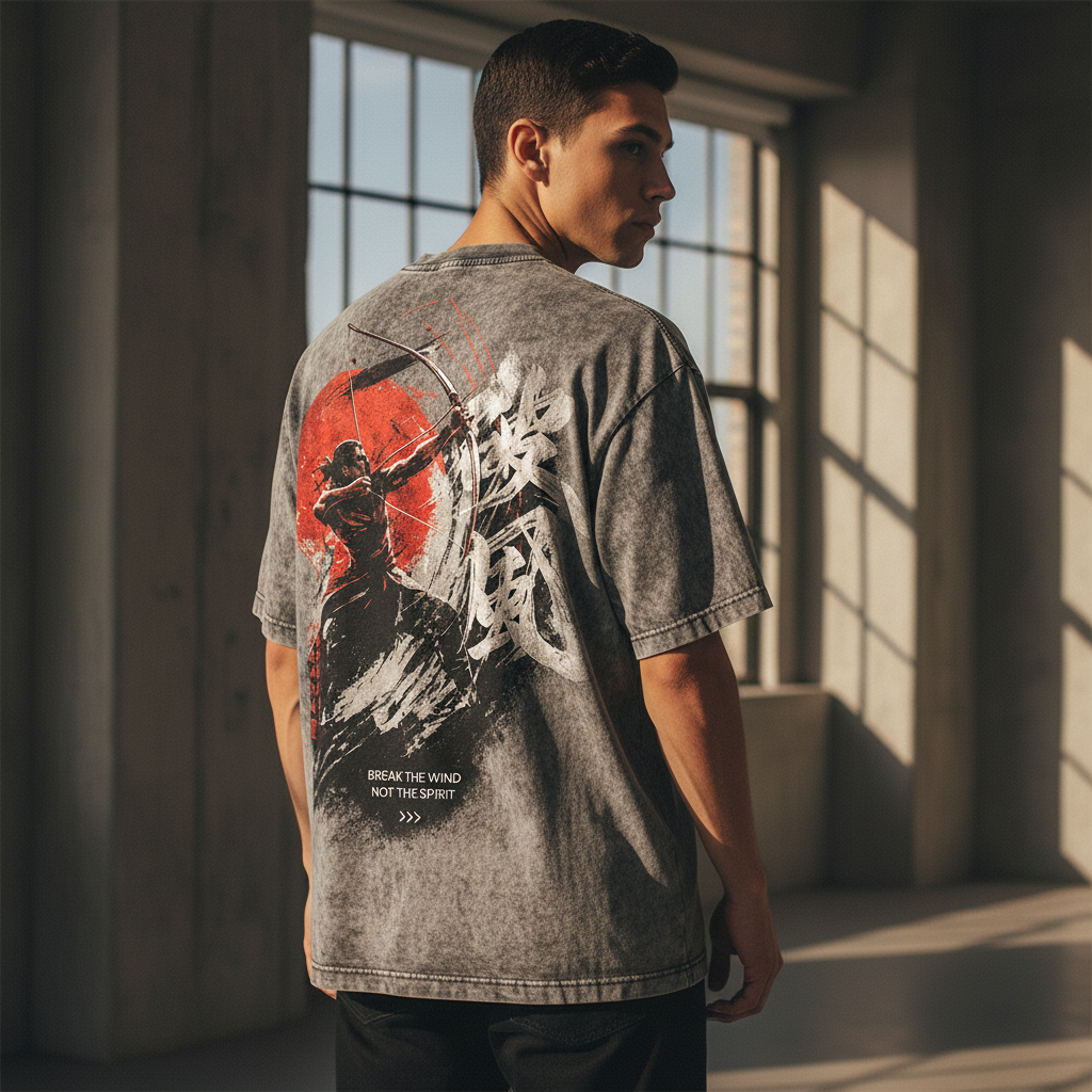 Warrior Grey Acid Wash  Oversized T-Shirt