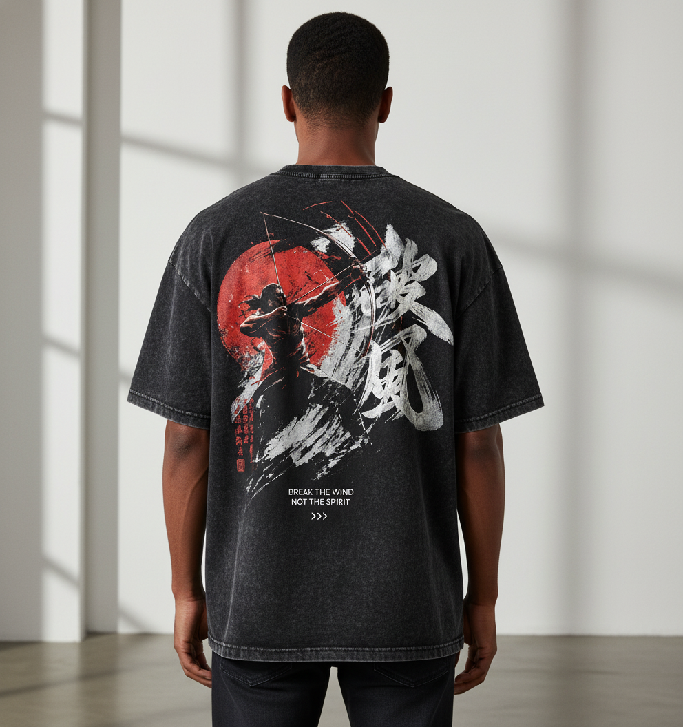 Warrior Black Acid Wash  Oversized T-Shirt