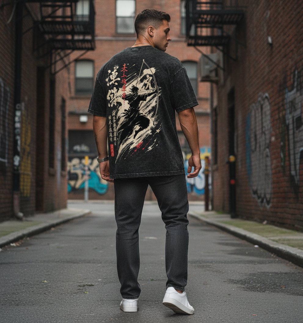 Archer Black Acid Wash  Oversized T-Shirt