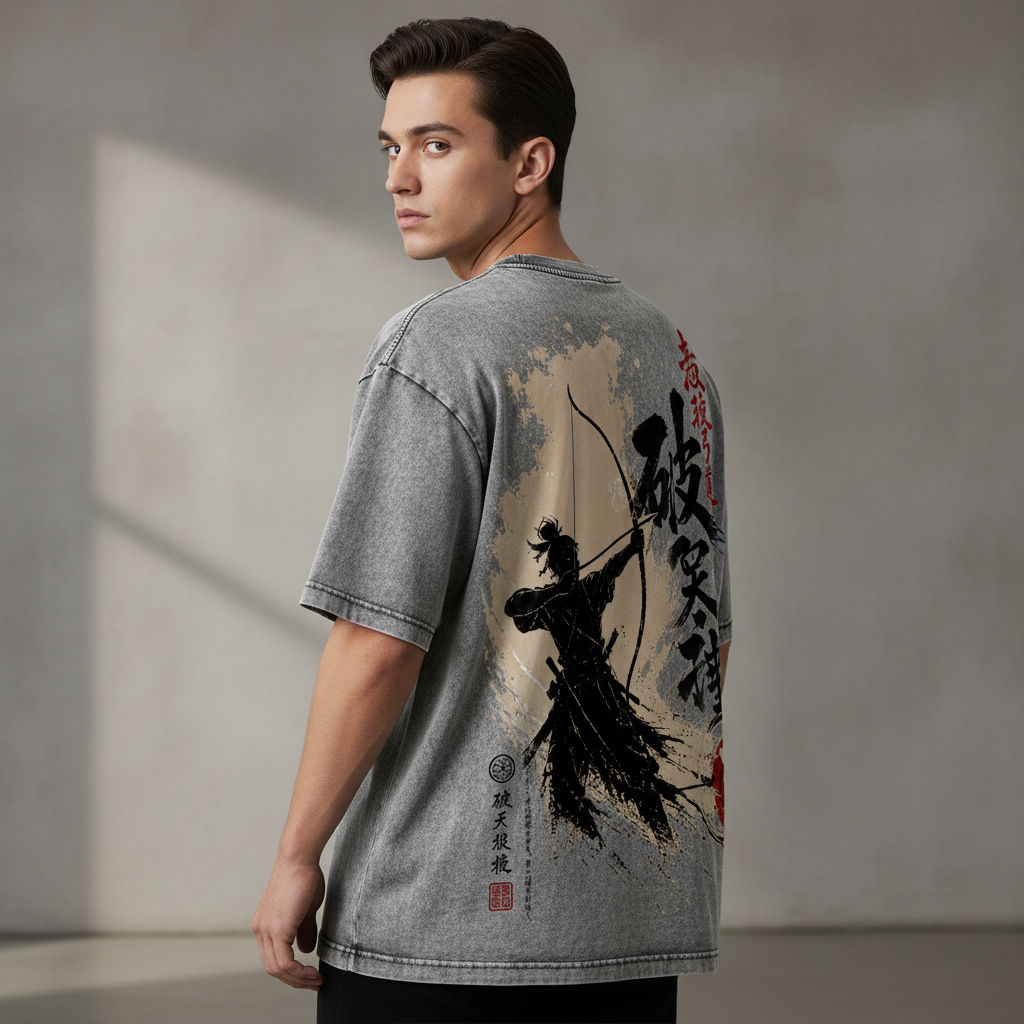 Sky-Breaker Grey Acid wash Oversized T-Shirt
